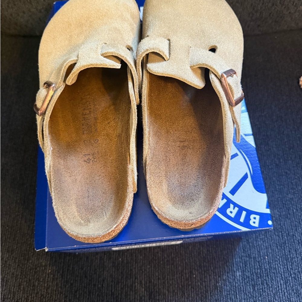 Birkenstock Boston Taupe Suede Clogs 41 / 10 - Picture 2 of 9